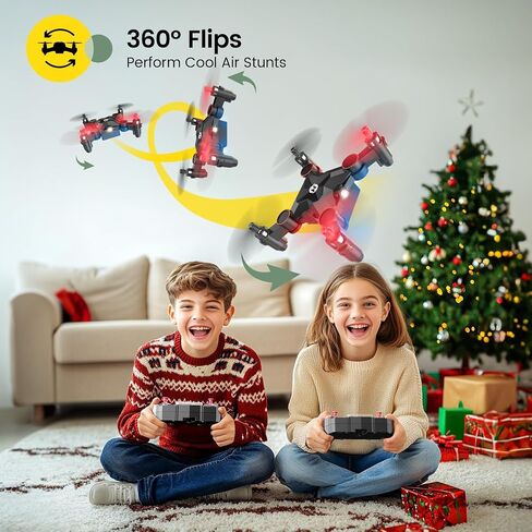 Holy Stone HS190 Drones for Kids with Christmas Gift Box, Foldable MINI Indoor Drone RC Quadcopter with 3D Flip, Throw to Go, Altitude Hold, Easy to Fly for Beginner Christmas Birthday Toy Gift, Red in Saudi Arabia