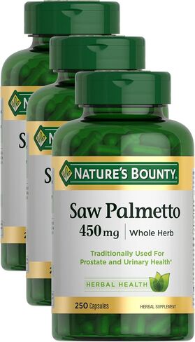 Nature's Bounty Saw Palmetto Support for Prostate and Urinary Health, Herbal Health Supplement, 450mg, 250 Capsules in Saudi Arabia