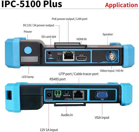 جهاز اختبار كاميرا Henkion IP، جهاز اختبار CCTV 5.4 بوصة 4K، اختبار كاميرا 4K 8MP SDI AHD CVI TVI، شاشة العرض، اختبار كابل RJ45TDR، دعم POE WiFi RS485 HDMI ومدخل VGA، تتبع الكابل، اختبار الشبكة، IPC-5200C Plus in Kuwait