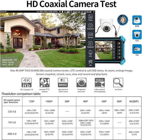 جهاز اختبار كاميرا Henkion IP، جهاز اختبار CCTV 5.4 بوصة 4K، اختبار كاميرا 4K 8MP SDI AHD CVI TVI، شاشة العرض، اختبار كابل RJ45TDR، دعم POE WiFi RS485 HDMI ومدخل VGA، تتبع الكابل، اختبار الشبكة، IPC-5200C Plus in Kuwait