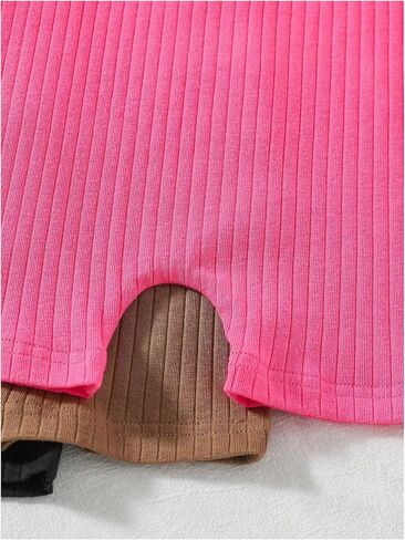 Floerns Girl's 3 Pcs Sleeveless Rib Knit Round Neck Tank Rompers Jumpsuit in Saudi Arabia
