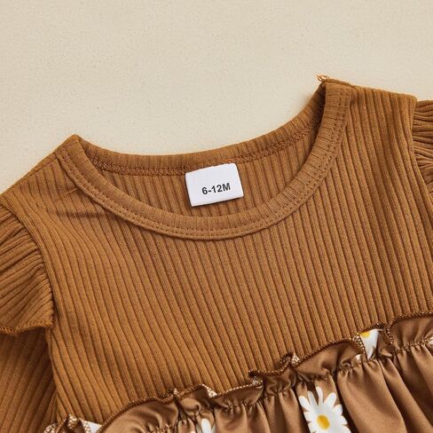 fhutpw Baby Toddler Girl Dress Fall Knitted Long Sleeves Casual Daisy Dresses for Girls 6 12 18 Months 2T 3T Outfits in Saudi Arabia