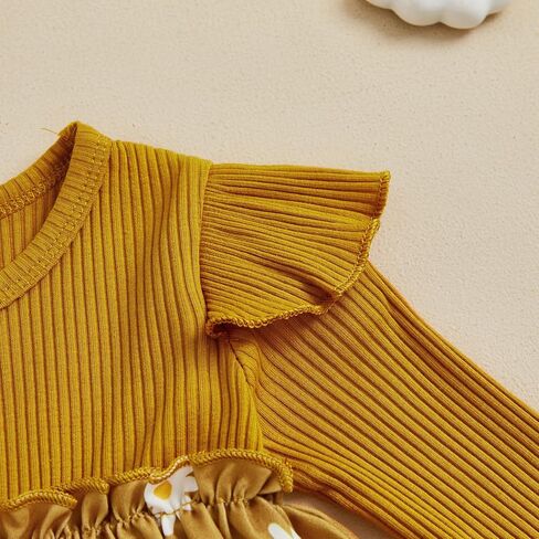 fhutpw Baby Toddler Girl Dress Fall Knitted Long Sleeves Casual Daisy Dresses for Girls 6 12 18 Months 2T 3T Outfits in Kuwait