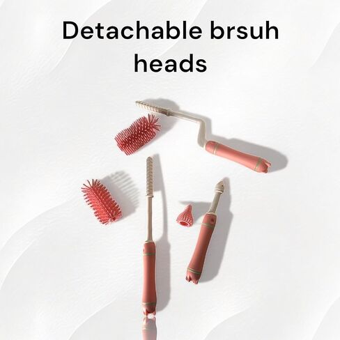 Silicone Baby Bottle Brush Set with Stand, 360° Rotating Silicone Bottle Cleaning Brush Cleaner Set of 4, Multipurpose Silicone Baby Bottle Straw Cleaner Brush (Green) in Kuwait