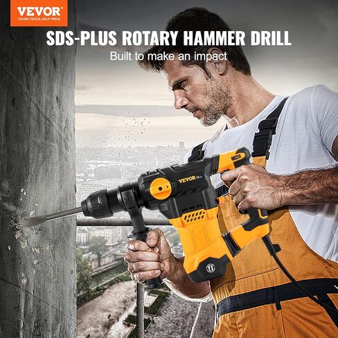 VEVOR 1-9/16 Inch SDS-Plus 13 Amp Heavy Duty Rotary Hammer Drill, Heavy Duty Chipping Hammers with Vibration Control & Safety Clutch, Electric Demolition Hammers Variable Speed,Power Tool For Concrete in Saudi Arabia