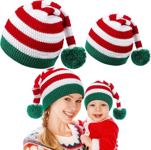 قطعتان من قبعات سانتا المتطابقة للعائلة، قبعة عيد الميلاد الأولى للأم والطفل، قبعة شتوية منفوشة لحفلات عيد الميلاد in Kuwait
