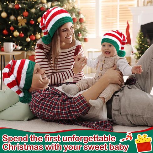 قطعتان من قبعات سانتا المتطابقة للعائلة، قبعة عيد الميلاد الأولى للأم والطفل، قبعة شتوية منفوشة لحفلات عيد الميلاد in Kuwait