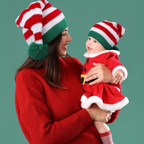 قطعتان من قبعات سانتا المتطابقة للعائلة، قبعة عيد الميلاد الأولى للأم والطفل، قبعة شتوية منفوشة لحفلات عيد الميلاد in Kuwait