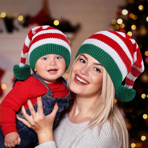 قطعتان من قبعات سانتا المتطابقة للعائلة، قبعة عيد الميلاد الأولى للأم والطفل، قبعة شتوية منفوشة لحفلات عيد الميلاد in Kuwait