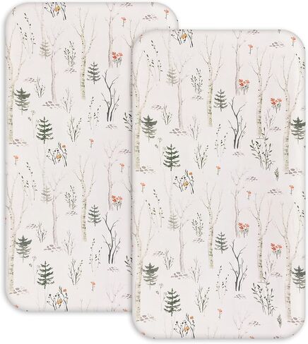 Changing Pad Cover Ultra Soft Breathable Changing Table Sheets 2 Packs, Muslin Baby Diaper Change Table Pad Covers for Girls & Boys 6.3 x 5.5 Inch (Tree) in Saudi Arabia