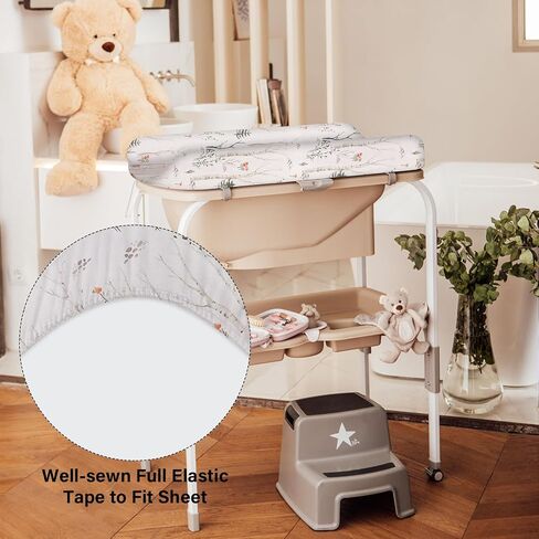 Changing Pad Cover Ultra Soft Breathable Changing Table Sheets 2 Packs, Muslin Baby Diaper Change Table Pad Covers for Girls & Boys 6.3 x 5.5 Inch (Tree) in Saudi Arabia