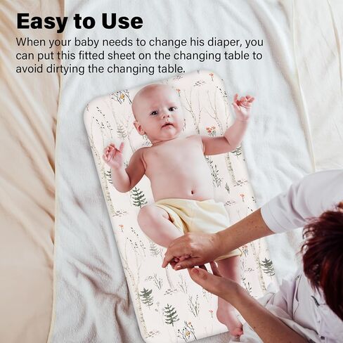 Changing Pad Cover Ultra Soft Breathable Changing Table Sheets 2 Packs, Muslin Baby Diaper Change Table Pad Covers for Girls & Boys 6.3 x 5.5 Inch (Tree) in Saudi Arabia