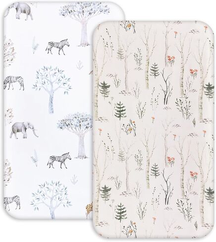 Changing Pad Cover Ultra Soft Breathable Changing Table Sheets 2 Packs, Muslin Baby Diaper Change Table Pad Covers for Girls & Boys 6.3 x 5.5 Inch (Tree) in Saudi Arabia