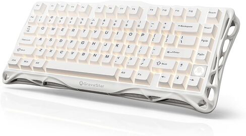 GravaStar Mercury K1 Lite Mechanical Gaming Keyboard, 75% Gasket Hot Swappable Custom Keyboard, Pre-lubed Linear Switches Mechanical Keyboard, RGB Backlit Wireless Keyboard - Transparent Black in Kuwait