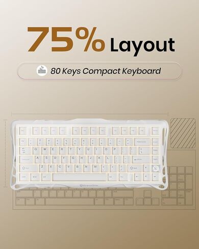 GravaStar Mercury K1 Lite Mechanical Gaming Keyboard, 75% Gasket Hot Swappable Custom Keyboard, Pre-lubed Linear Switches Mechanical Keyboard, RGB Backlit Wireless Keyboard - Transparent Black in Kuwait