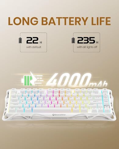 GravaStar Mercury K1 Lite Mechanical Gaming Keyboard, 75% Gasket Hot Swappable Custom Keyboard, Pre-lubed Linear Switches Mechanical Keyboard, RGB Backlit Wireless Keyboard - Transparent Black in Kuwait