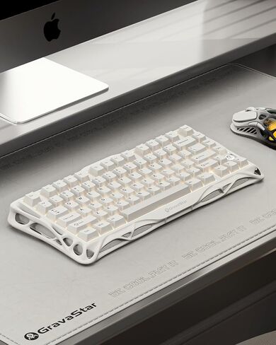 GravaStar Mercury K1 Lite Mechanical Gaming Keyboard, 75% Gasket Hot Swappable Custom Keyboard, Pre-lubed Linear Switches Mechanical Keyboard, RGB Backlit Wireless Keyboard - Transparent Black in Kuwait