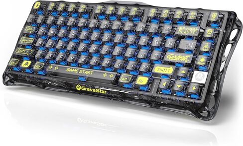 GravaStar Mercury K1 Lite Mechanical Gaming Keyboard, 75% Gasket Hot Swappable Custom Keyboard, Pre-lubed Linear Switches Mechanical Keyboard, RGB Backlit Wireless Keyboard - Transparent Black in Kuwait