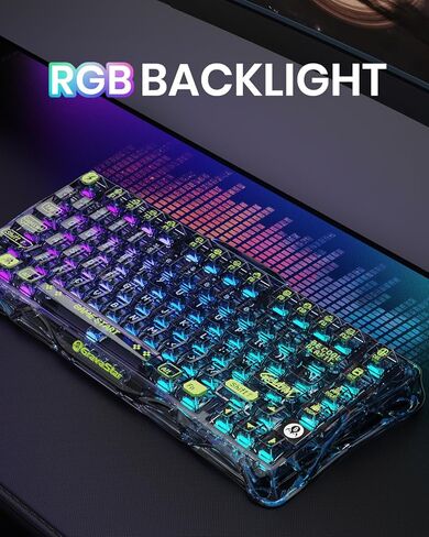 GravaStar Mercury K1 Lite Mechanical Gaming Keyboard, 75% Gasket Hot Swappable Custom Keyboard, Pre-lubed Linear Switches Mechanical Keyboard, RGB Backlit Wireless Keyboard - Transparent Black in Kuwait