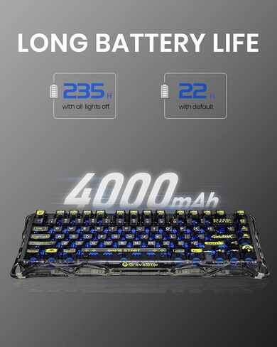 GravaStar Mercury K1 Lite Mechanical Gaming Keyboard, 75% Gasket Hot Swappable Custom Keyboard, Pre-lubed Linear Switches Mechanical Keyboard, RGB Backlit Wireless Keyboard - Transparent Black in Kuwait