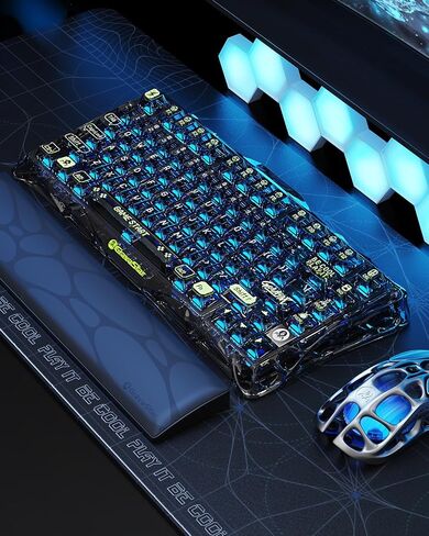 GravaStar Mercury K1 Lite Mechanical Gaming Keyboard, 75% Gasket Hot Swappable Custom Keyboard, Pre-lubed Linear Switches Mechanical Keyboard, RGB Backlit Wireless Keyboard - Transparent Black in Kuwait