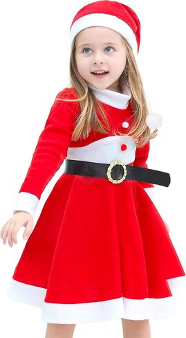 Lilax Little Girl Christmas Dress for Toddlers Red Santa Holiday Party Outfit in Kuwait