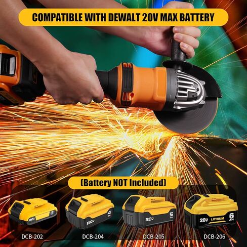 Cordless Angle Grinder Compatible with DeWalt 20V Max Battery, 4-1/2-Inch,1000RPM Brushless Motor with Cutting/Polishing Wheel Disc,Pin Wrench Kitbox For Metal Wood Polishing,Thin Steel, (NOT Battery) in Kuwait