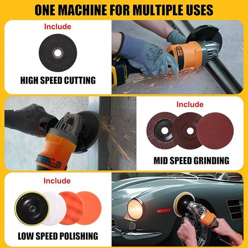 Cordless Angle Grinder Compatible with DeWalt 20V Max Battery, 4-1/2-Inch,1000RPM Brushless Motor with Cutting/Polishing Wheel Disc,Pin Wrench Kitbox For Metal Wood Polishing,Thin Steel, (NOT Battery) in Kuwait