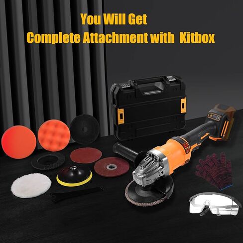 Cordless Angle Grinder Compatible with DeWalt 20V Max Battery, 4-1/2-Inch,1000RPM Brushless Motor with Cutting/Polishing Wheel Disc,Pin Wrench Kitbox For Metal Wood Polishing,Thin Steel, (NOT Battery) in Kuwait