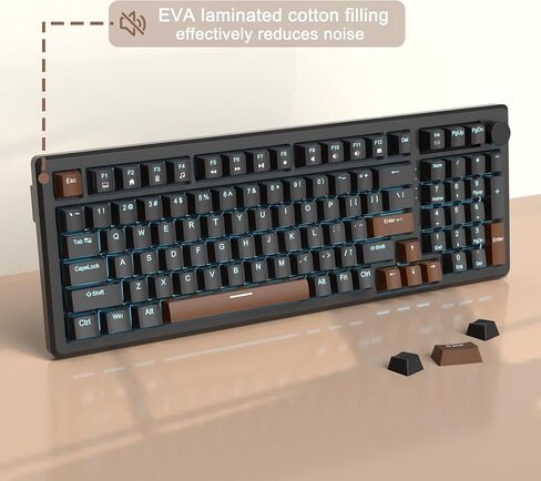 MageGee 98 Keys Mechanical Gaming Keyboard, Hot Swappable Yellow Switch, 96% Compact Layout LED Blue Backlit Wired Keyboard with Number Pad Arrow Keys, for PC Laptop, for Game and Office, Black/Blue in Saudi Arabia