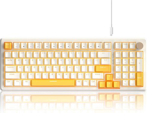 MageGee 98 Keys Mechanical Gaming Keyboard, Hot Swappable Yellow Switch, 96% Compact Layout LED Blue Backlit Wired Keyboard with Number Pad Arrow Keys, for PC Laptop, for Game and Office, Black/Blue in Saudi Arabia