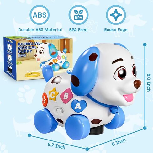 Musical Toy for 1 Year Old Boy Girl, Baby Learning Toy for 6-12-18 Months, Puppy Toddler Toys for 1 Year Old Girl Gift, Bilingual Educational Toy with Music Light, 1st Birthday Gift for Toddlers 1-2 in Saudi Arabia
