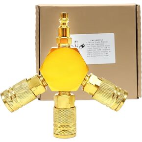 3 Way Hose Splitter 1/4" Air Hose Fittings Air Compressor Attachments Air Hose Quick Connect Tools DD019