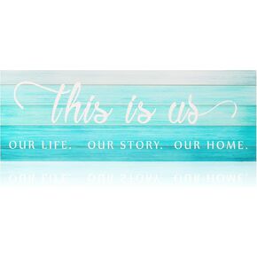 This is Us Wooden Wall Sign Family Wall Plaques Inspiration Wood Sign Farmhouse Entryway Sign Rustic Wall Plaques Art with Quotes for Living Room Bedroom Kitchen Christmas Decorations (Antique White)
