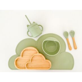 Silicone Baby Feeding Set, BPA Free, Non-Toxic, Dishwasher Safe, (Green), Small, PGJ1201