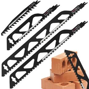 3Pcs Reciprocating Saw Blade Alloy Steel 2 TPI Teeth Tipped Cutting Recip Saw Blade Demolition Masonry Saw Blade Universal Brick Cutting Saw Blade for Porous Concrete Brick US