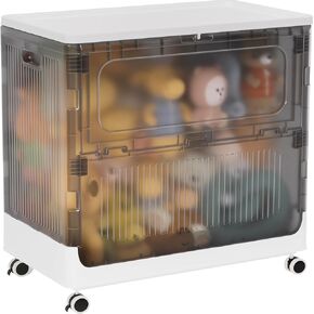Toy Box for Living Room Area - 130L Extra Large Toy Chest Storage Organizer - Collapsible Sturdy Toy Storage Bins with Lids and Wheels - Kids Toy Box for Boys, Nursery, Playroom