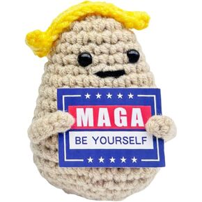 WASTIME Funny Knitted Wool Doll Toy with Positive Card - Creative Cute Mini Crochet Positive Potato Dolls Cheer Up Gift for Family Kids Friends Encouragement Decoration (to My Daughter)