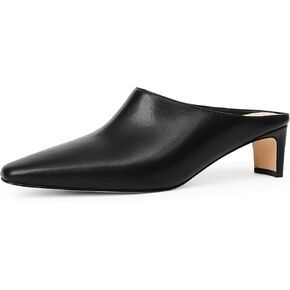 Women's Mule Heels Square Toe Low Chunky Blade Heel Slide on Backless Pumps