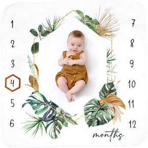 Baby Monthly Milestone Blanket for Baby Boy - - Extra Cosy 46"x46" - - Perfect Monthly Photo Prop to Capture Newborn to 12 Month Growth - - Unisex