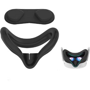 Esimen VR Silicone Mask Face Cover for Meta Quest 3S Accessories, Face Pad Cushion, Lens Protector, Nose Guard, Sweatproof, Washable, Lightproof, Anti-Leakage (Black)