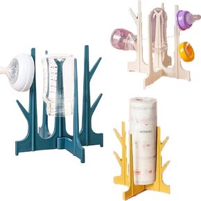 Baby Bottle Drying Rack Foldable,Water Bottle Drying Rack & Space Saving,Multifunction Bottle Rack Dryer Tree for Bottles,Teats,Pump Parts andAccessories and Cups, Great for Home & Travel,3Pcs