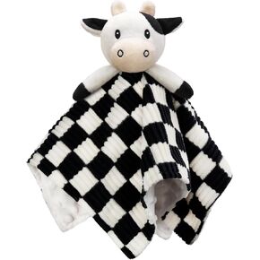 Baby Lovey Blanket for Boys Girls Super Soft Checkerboard Gingham with Minky Dot Fabric Backing Puppy Lovely Black 14Inch