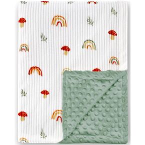 BORITAR Baby Blankets for Boys Girls, Super Soft Corduroy Toddler Blankets with Blue Whale Pattern and Double Dotted Fleece Backing for Infant Newborn Nursery Bed Blankets, 30 x 40 Inch