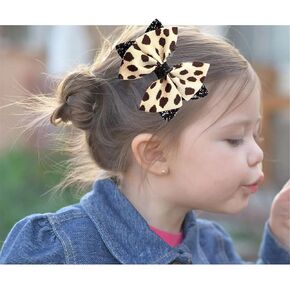 Glitter Leopard Hair Bow Clips for Girls Women Leopard Bow hairpin Hair Accessories.(FJ119) (B)