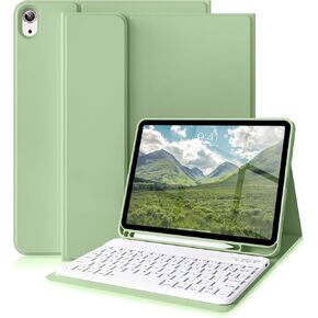 حافظة لجهاز iPad الجيل العاشر مع لوحة مفاتيح مقاس 10.9 بوصة 2022، غطاء لوحة مفاتيح رفيع وخفيف لاسلكي قابل للفصل مع حامل أقلام لجهاز iPad الجيل العاشر الجديد، النوم/الاستيقاظ التلقائي (رمادي)