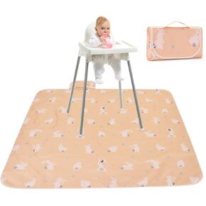 Auraus Large Splat Mat 55"x 55" Extra Large Waterproof Floor Mat with Non Slip Bottom, Art Mat for Craft/Playtime/Mealtime on Table, Washable Portable Foldable Picnic Mat (Rabbit)