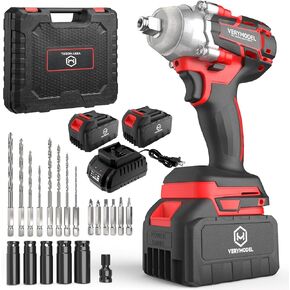 Cordless Impact Wrench,1000N.m(740 ft-lbs) High Torque Brushless 1/2 inch Impact Gun,2x 4.0Ah Battery,6000 RPM (3 in 1) Power Impact Driver for Car/Home/Lawn Mower