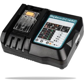 DC18RC 18 Volt 3.0A Rapid Li-ion Charger Replacement Compatible with Makita 18V Battery Charger DC18RD DC18RA DC18SD DC18SE and 18V Lithium-Ion Battery BL1815 BL1830 BL1840 BL1850 BL1430