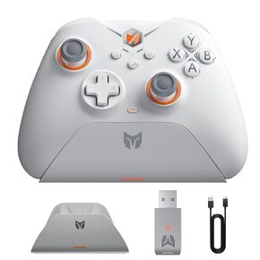 BIGBIG WON Wireless Controller Gale PC Controllers Motion Aiming, Hall Trigger, 4 Custom Buttons, App Control Game Controller for PC/Switch/iOS/Android Wireless Gaming with Charging Dock(White)
